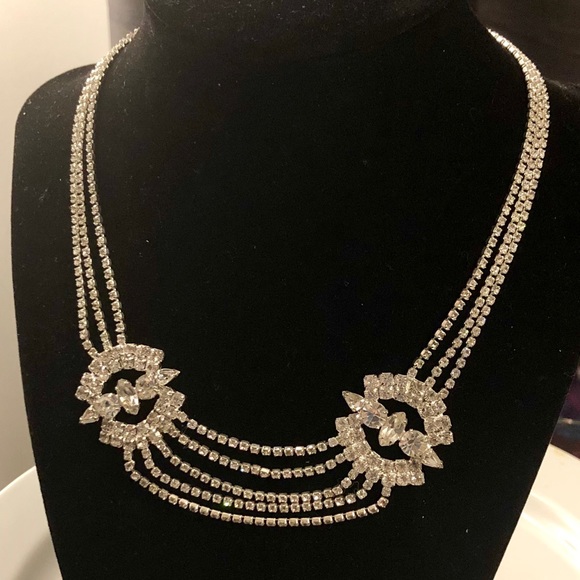 Rhinestones silver necklace - Picture 1 of 2